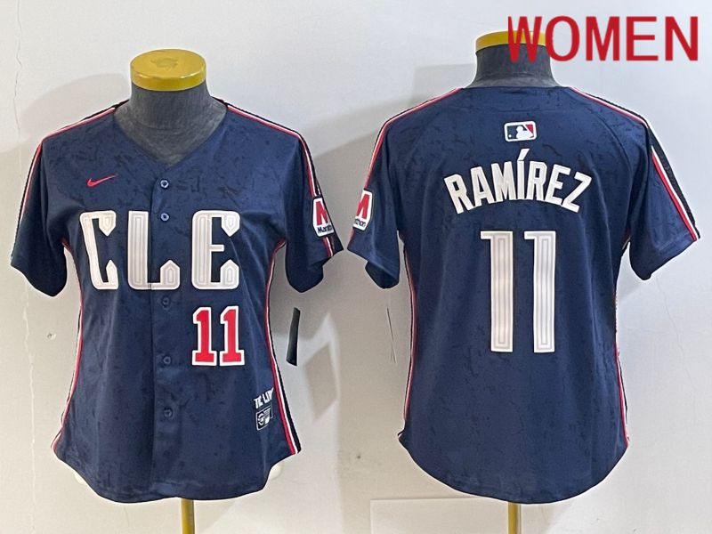 Women Cleveland Indians #11 Ramirez Blue City Edition Nike 2024 MLB Jersey style 2